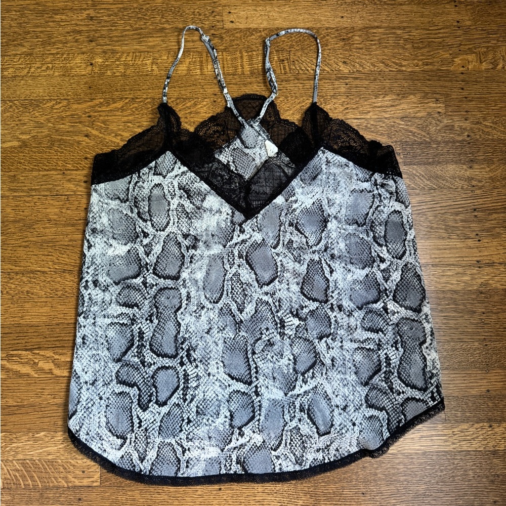Snakeskin Lace Tank with Adjustable Straps